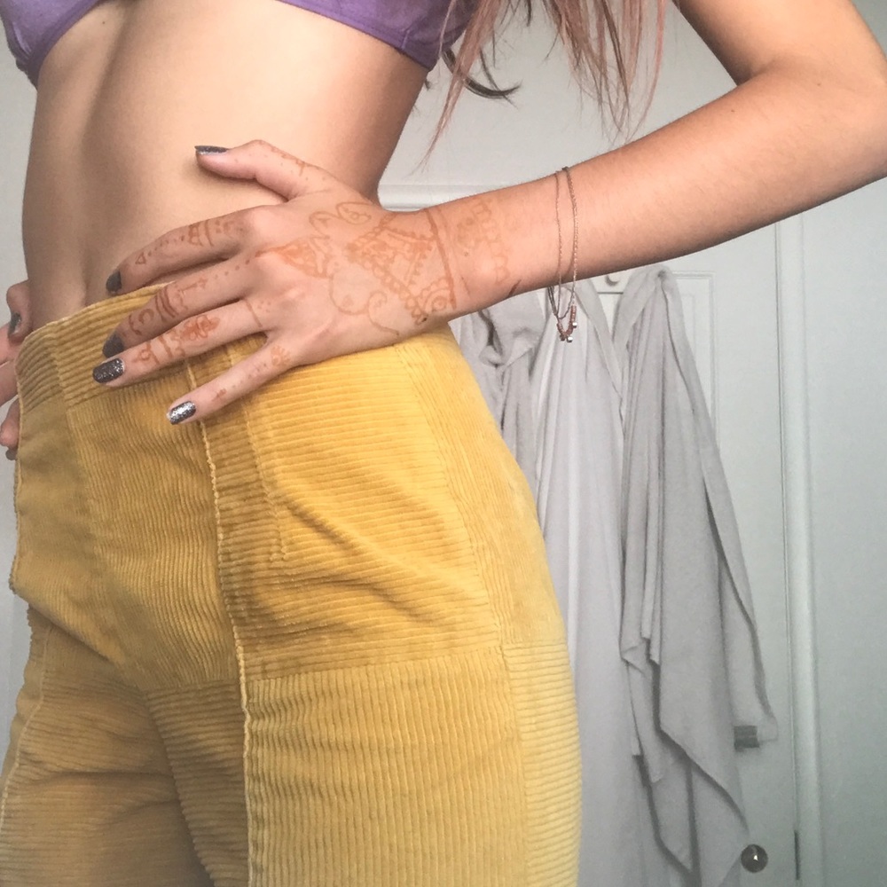 SOLDVintage Gold/Mustard Yellow High Waisted Pants - Picture 3 of 5